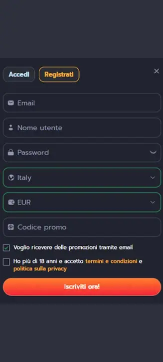 Processo di registrazione di BetFlappy su smartphone Processo di registrazione di BetFlappy su smartphone
