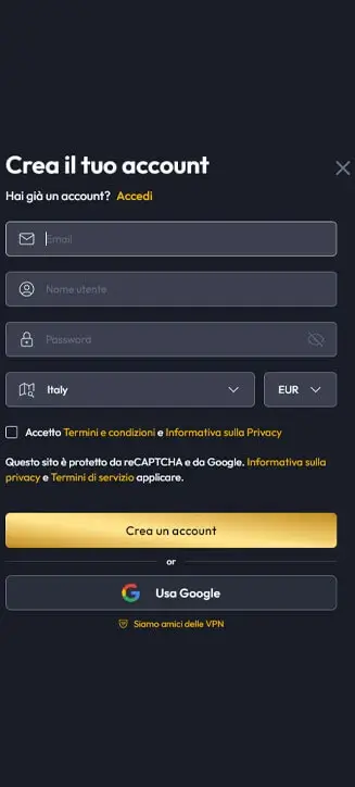 Processo di registrazione di Gangsta Casinò su smartphone Processo di registrazione di Gangsta Casinò su smartphone